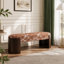 Banc rembourré de style Mid-Century avec imprimé de feuilles de palmier en chenille et pieds courbés en noyer pour le vestibule ou la chambre à coucher