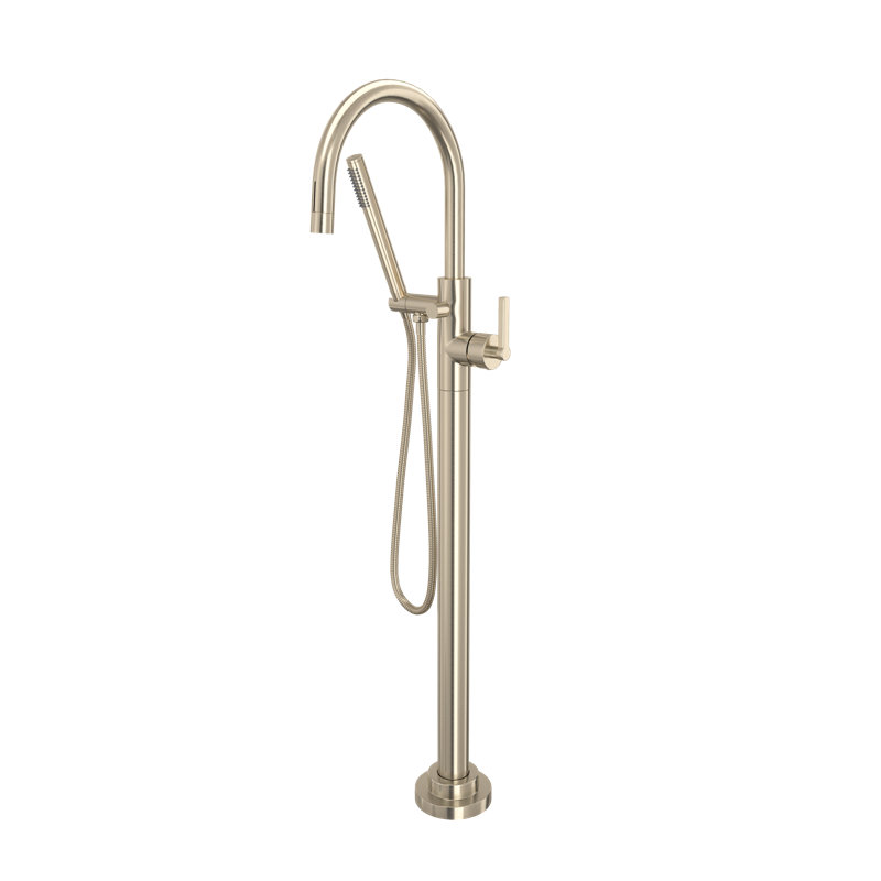 Lombardia Single Hole Floor Mount Tub Filler Trim, Satin Nickel