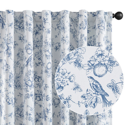 Blackout Floral Rod Pocket Curtains