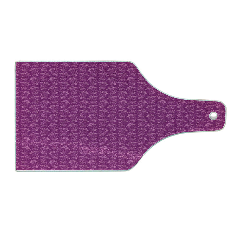 Ambesonne Damask Tempered Glass Cutting Board Abstract Flowers Graphic Magenta Fuchsia