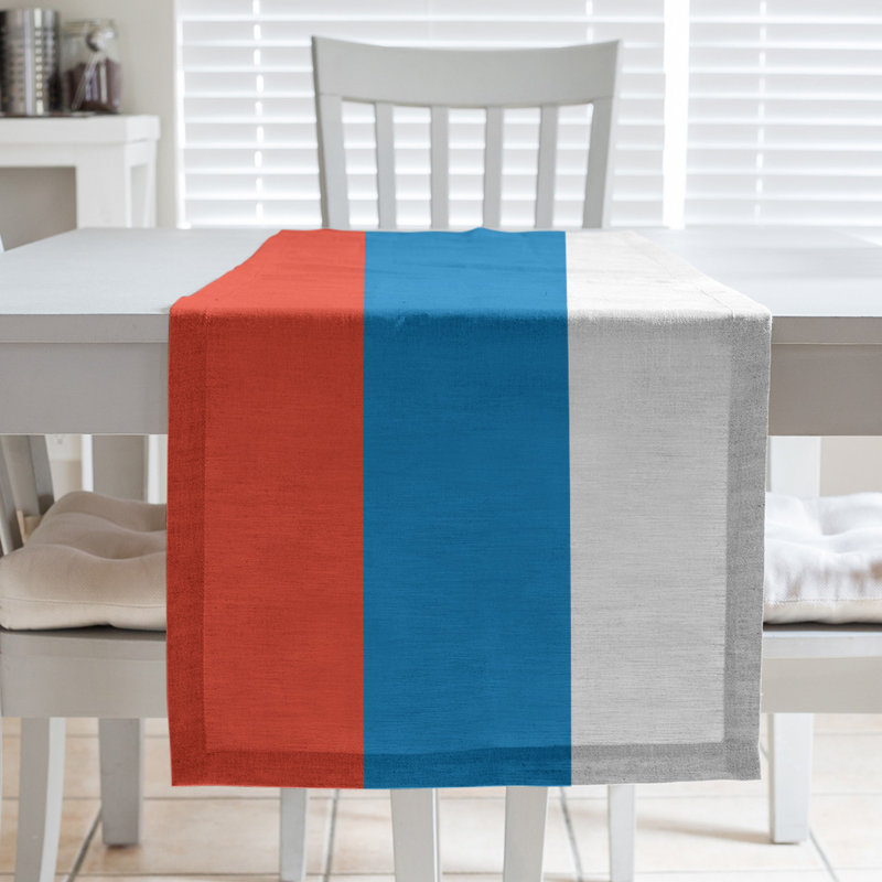 Chemin de table basket Oklahoma City, L 90 po x l 16 po, Orange / bleu / blanc, Polyester sergé