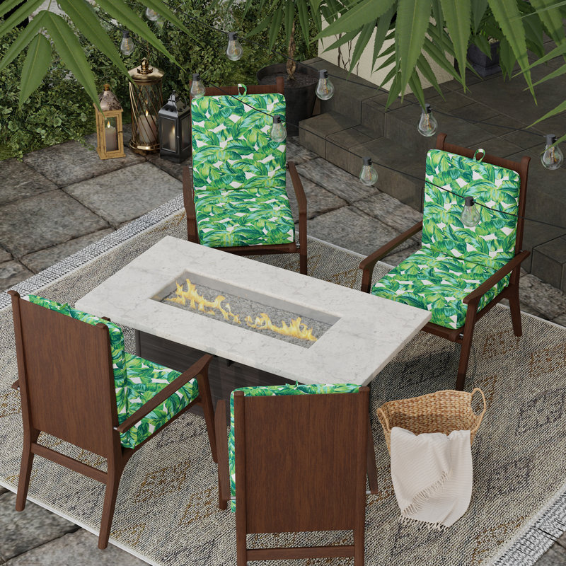 20" x 43" Palisade Outdoor Chair Cushion with Ties and Hanger Loop, Green