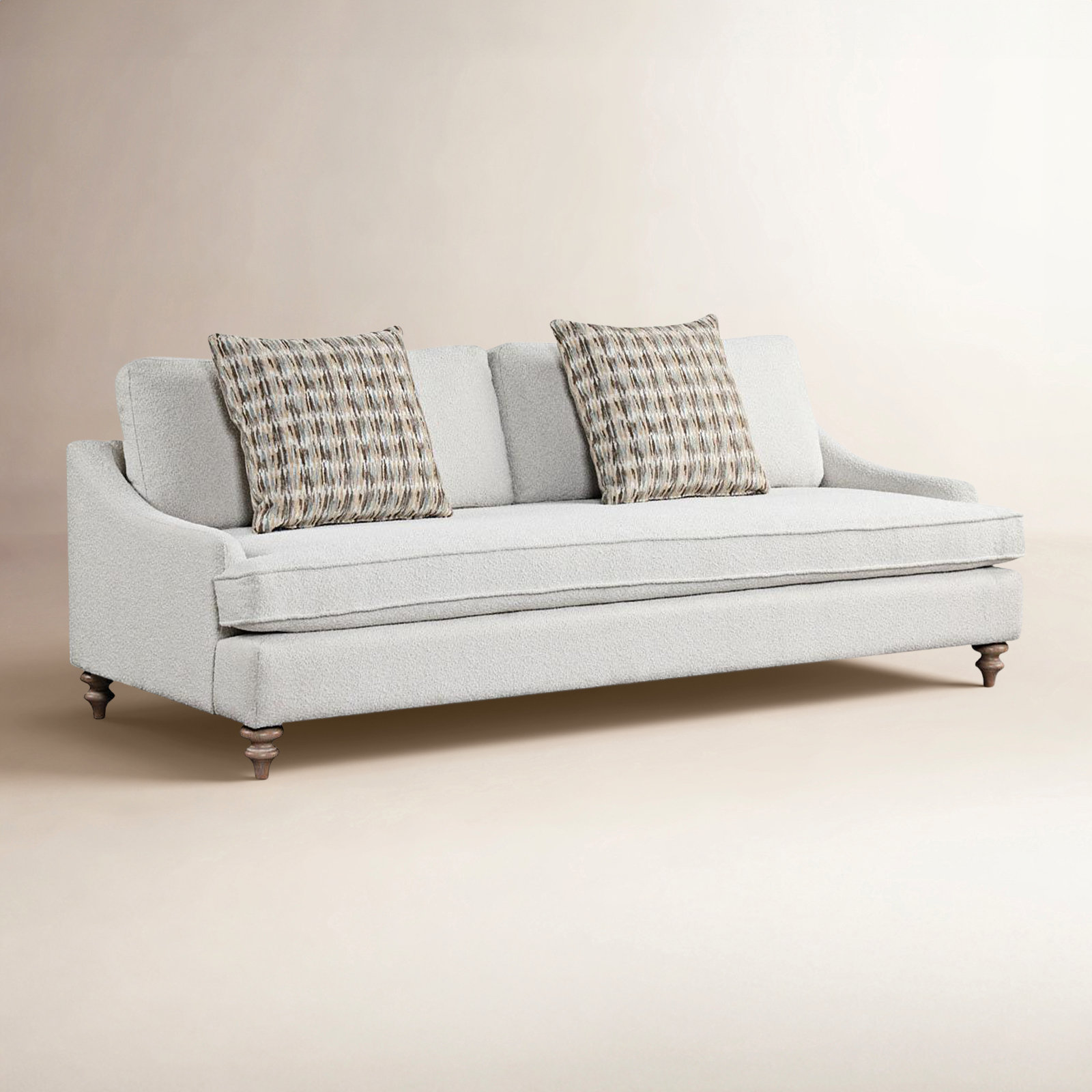 Haley Upholstered Sofa with Pillows, White