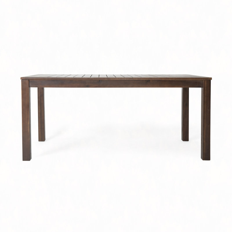 Table de salle à manger 69 "en bois d'acacia, table de patio - conception à lattes résistante aux intempéries - utilisation intérieure / extérieure