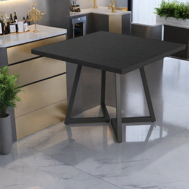 Table de salle à manger carrée durable, en bois aggloméré et en acier, style rustique pour les maisons modernes