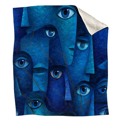 Abstract Faces Fleece Throw Blanket - Art Throws for Sofas or Beds