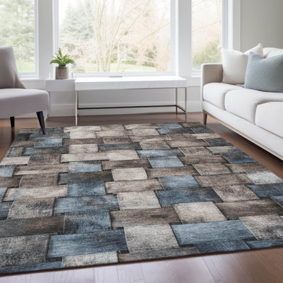 Tapis taupe Xhevrie intérieur / extérieur lavable à la machine