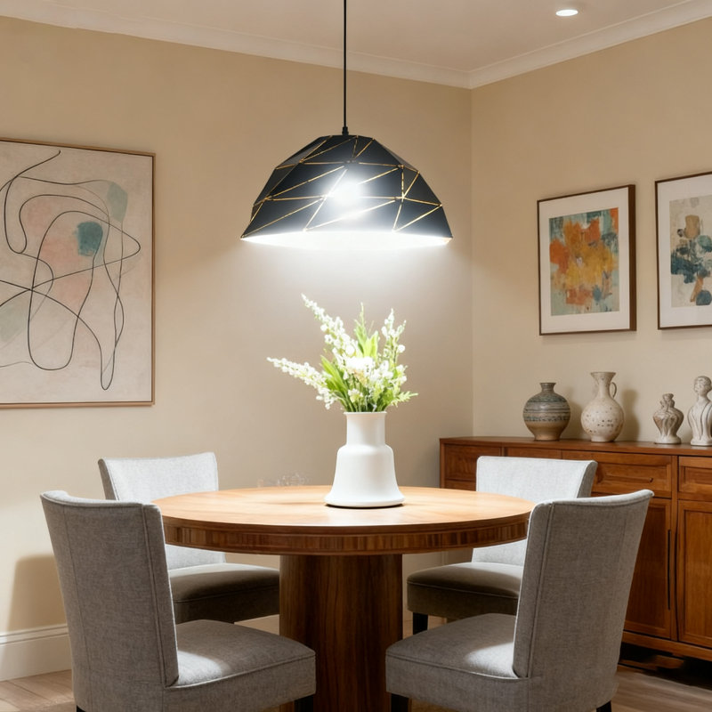 Single Head Dimmable Metal Black Pendant Light