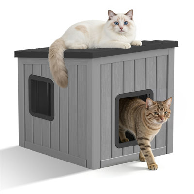 Outdoor Cat House Weatherproof,sturdy Resin Cat Houses For Outdoor Cats