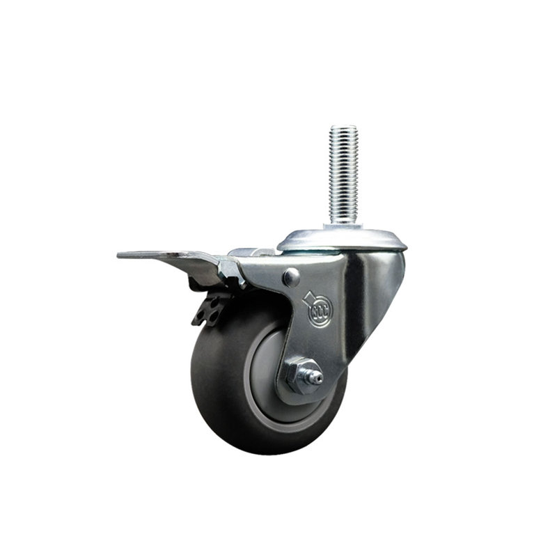 Roue pivotante de 3/4 po à tige filetée et frein à verrouillage total