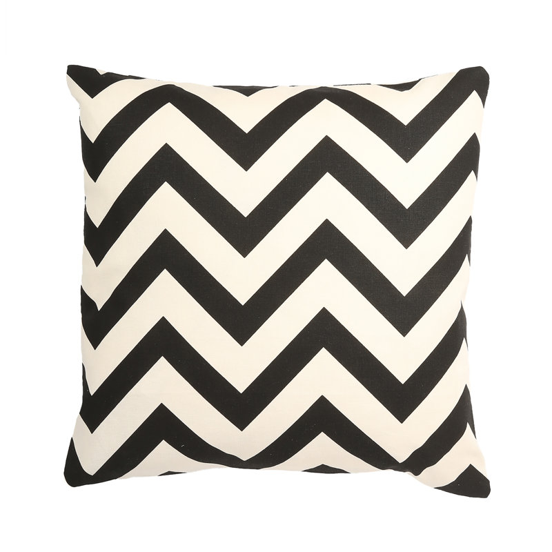 Chevron Reversible Throw Pillow, Black, Feather