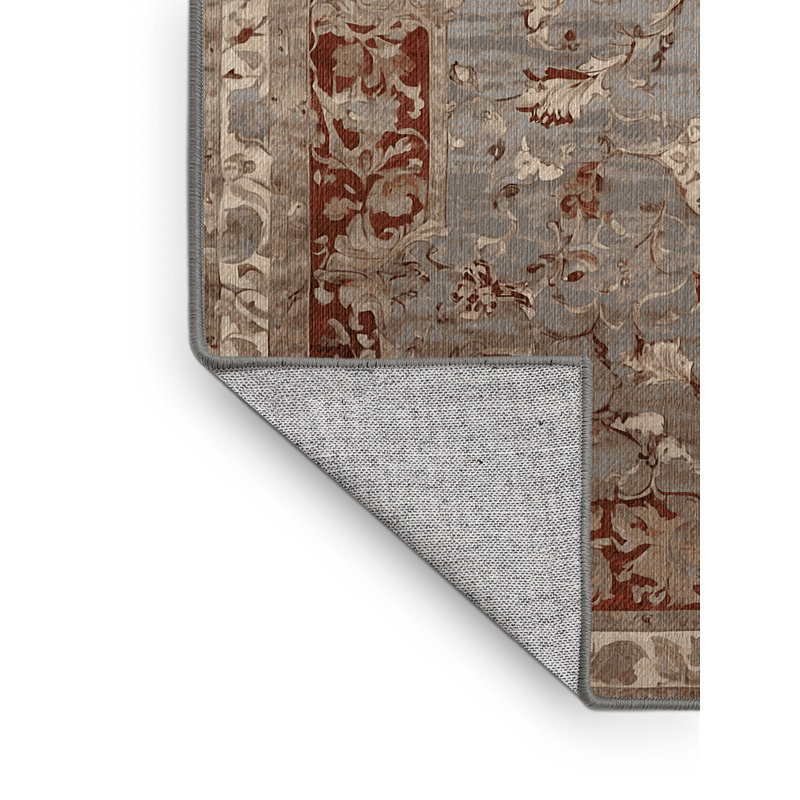 Machine Washable Gray Area Rug, Rectangle 7' x 9'