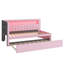 Lit plateforme tapissier rose avec lit gigogne et ceinture à DEL rose-8923948