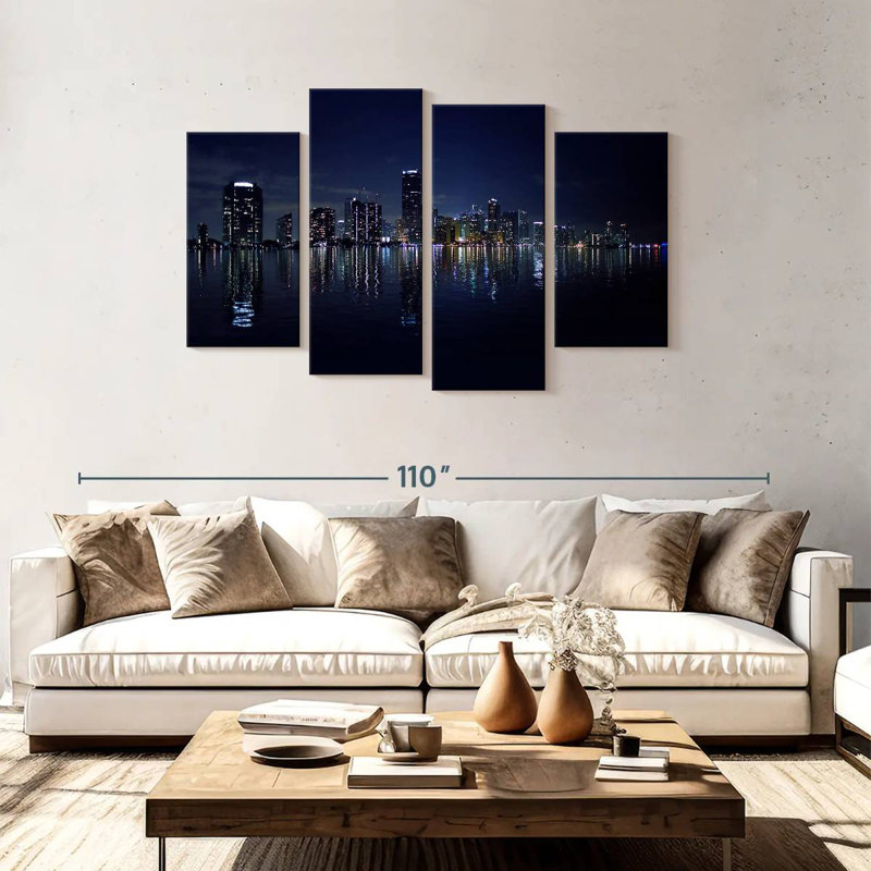 Lumières Nicci Miami Cityscape, H 48 po x l 75 po