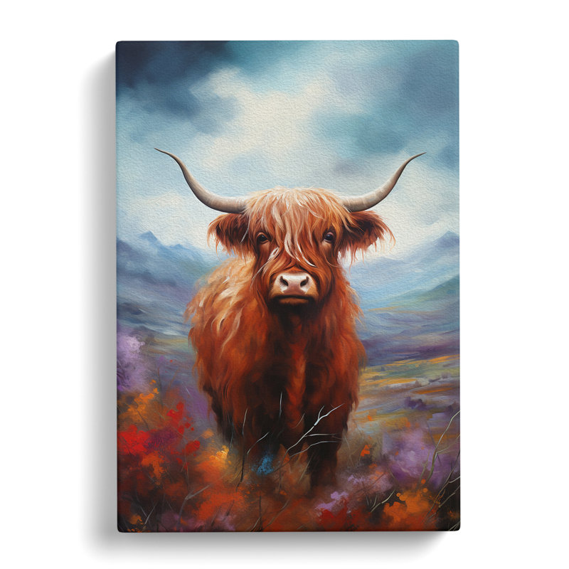 Highland Cow Modern - Wrapped Canvas, 76cm H x 50cm W x 3cm D
