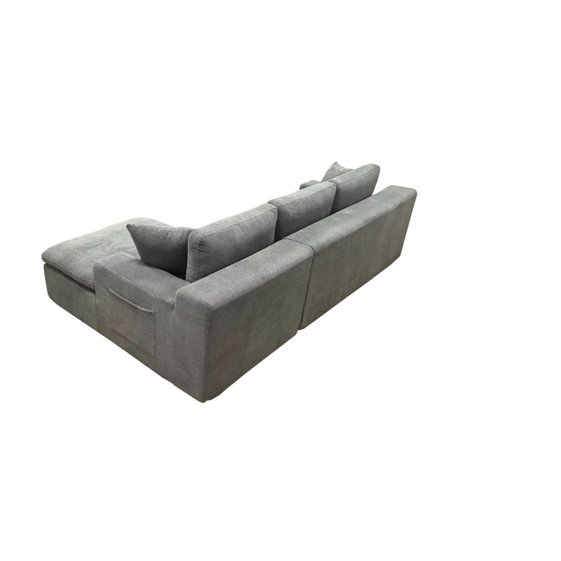 Johnryad Full Compressed Sectional, Right Hand Facing, Light Gray
