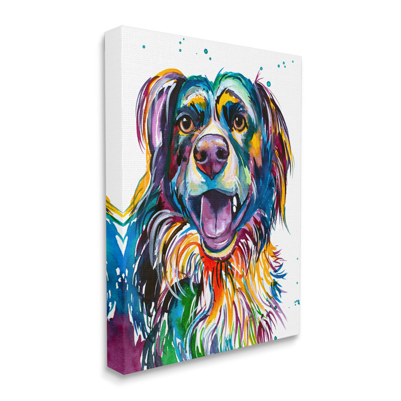 «Happy Dog Bold Rainbow Style» par Jen Seeley, impression sur toile tendue, H 20 po x l 16 po x P 1,5 po