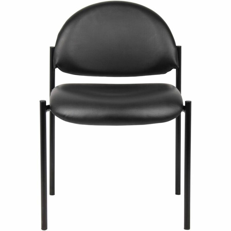 Black Vinyl Armless Stacking Guest Chair with Metal Frame
