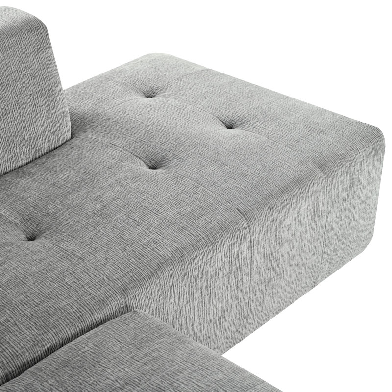 Canapé modulaire en forme de L Boneless Jared, Chenille gris pâle