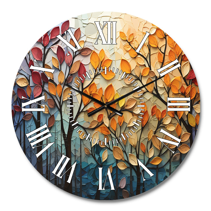Horloge murale Leaves Autumnal Symphony Patchwork I, Médium