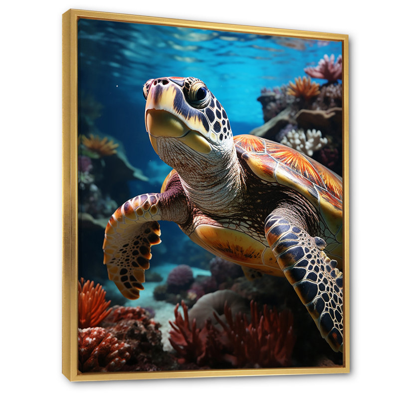 Animaux, reproduction sur toile, H 32 po x l 16 po x P 1 po, Cadre flottant doré