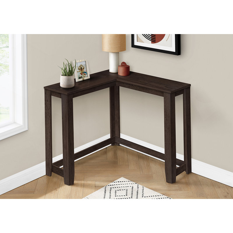 Table d'appoint contemporaine et moderne pour console, vestibule, parfaitement adaptée aux coins avec un design étroit et un stratifié de haute qualité
