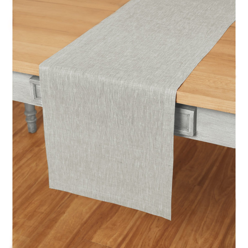 100% Pure Linen Table Runner - Athena, Oyster Gray, 54" x 14"