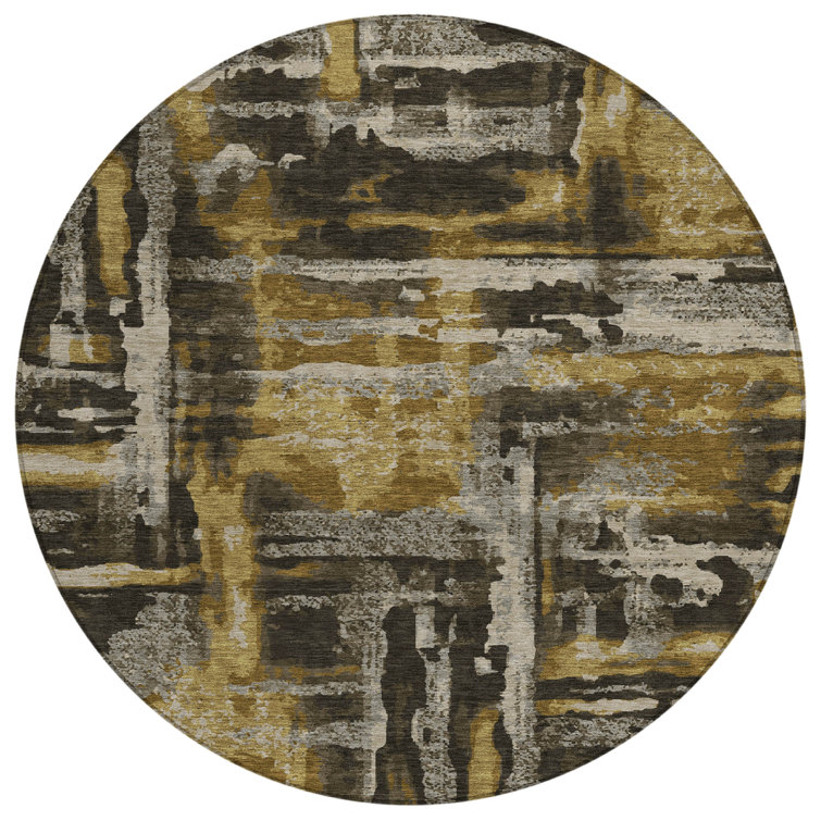 Machine Washable Indoor/Outdoor Xhevrie Coffee Rug