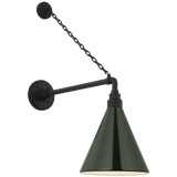 Thomas O'Brien, "Academy 17.5" Anchored Mack Barn Light in Matte Black with 12.5" Green Conical Savannah Shade