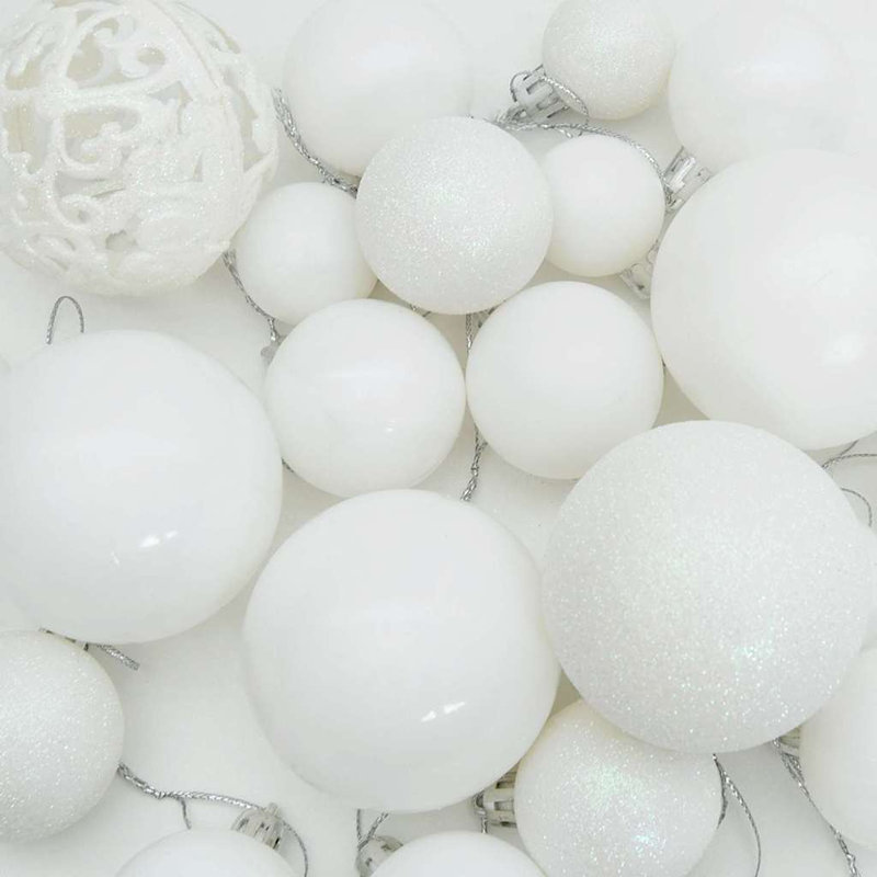 Artificial Pre-lit Christmas Tree with Ball Set, White, 3.94' H