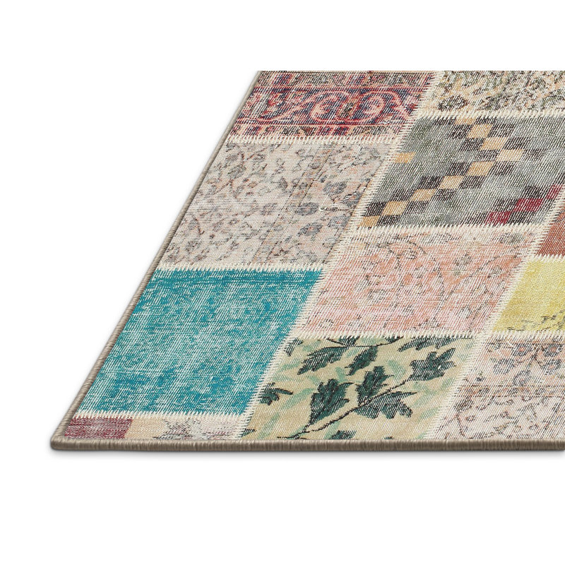 Tapis patchwork gris / beige / brun, Rectangle 5 pi x 8 pi