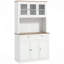 Armoire de rangement pour garde-manger de 71 po de hauteur avec support pour micro-ondes, buffet autoportant avec huche, 2 tiroirs, 5 portes, tablettes réglables et portes en verre pour la cuisine, la salle à manger