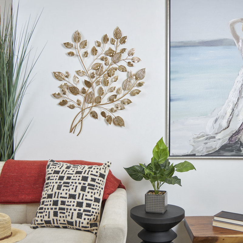 Large Gold Metallic Leaf Wall Sculpture