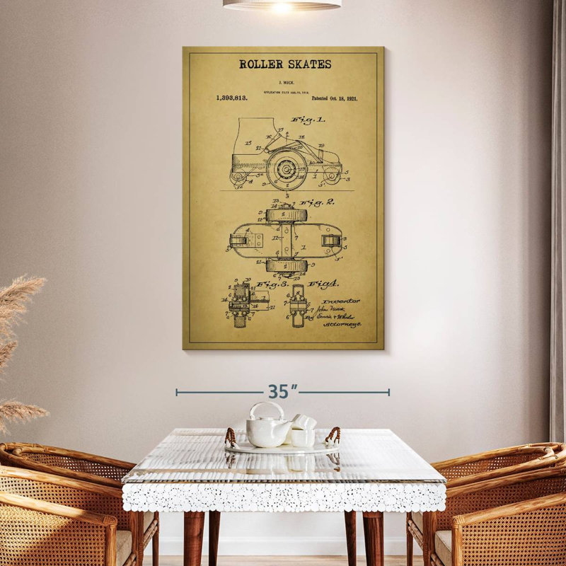 Roller Skates Patent, 51" H x 34" W