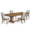  L'ensemble de table de cuisine 5 pièces comprend une table de salle à manger rectangulaire et 4 chaises de cuisine en tissu de lin gris, finition noyer antique-643662090-641880335-664182565
