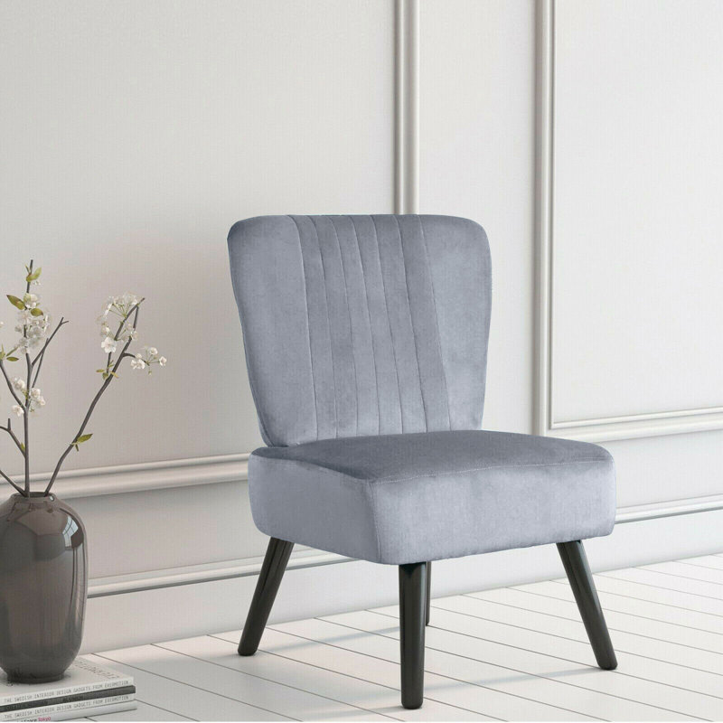 Caveney Upholstered Slipper Chair, Grey