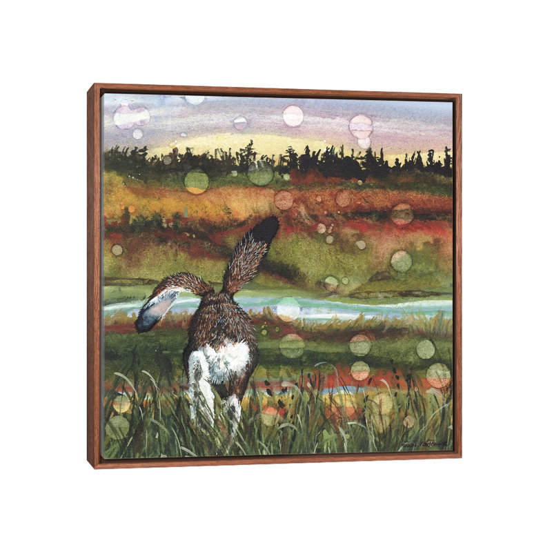 "Lolloping" par Maggie Vandewalle-reproduction d’art, H 37 po x l 37 po x P 1,5 po, Toile avec cadre en bois brun classique