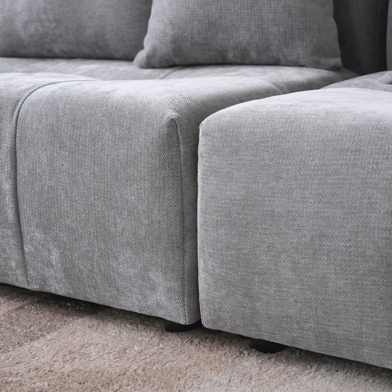 Chaise rembourrée en tissu de lin Kay, Gris clair