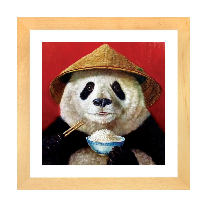 Panda, art encadré, H 16 po x l 16 po x p 1 po, Papier encadré naturel