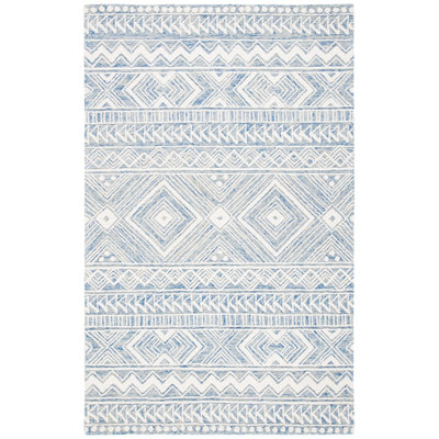 Kyndall Southwestern Handmade Tufted Wool Blue/Ivory Area Rug