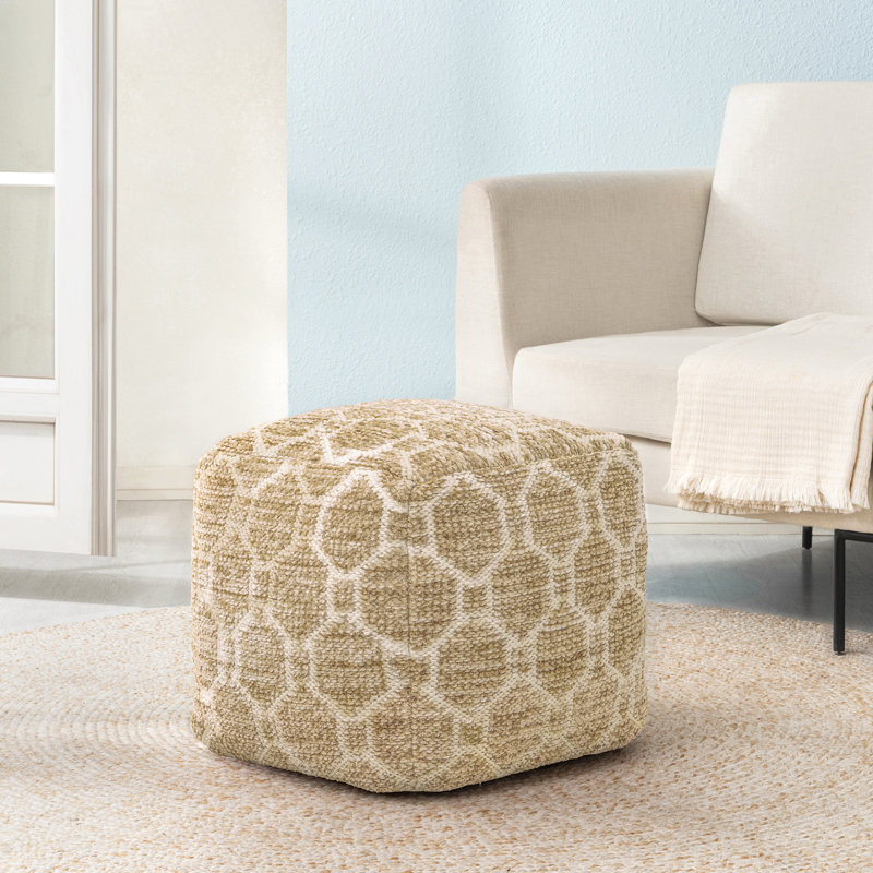 Repose-pieds rembourré beige Marta, Beige