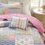 3 pièces, courtepointe, simple / simple TG, rose, réversible, finition texturée, léger, pour une utilisation quotidienne 3 pièces, patchwork inspiré des papillons, texturé, doux pour la peau