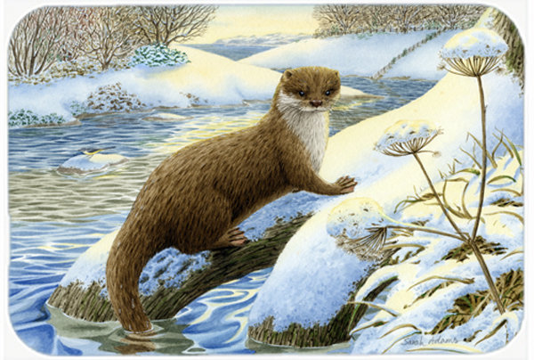 Caroline's Treasures Winter Otter Glass Cutting Board