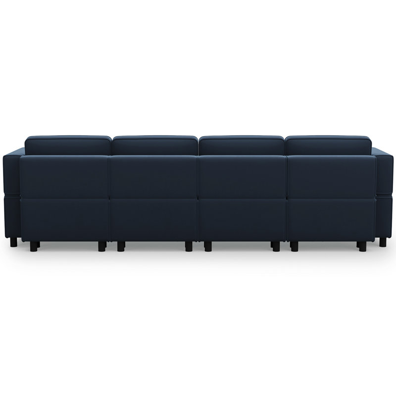 Upholstered Modular Sofa Sectional With Ottoman, Black Corduroy