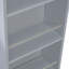 Îlot de rangement roulant pour cuisine avec DEL, prise de courant, porte en verre cannelé et tablettes spacieuses, portes mobiles grises, lumières, compartiment de prises de courant-440439701
