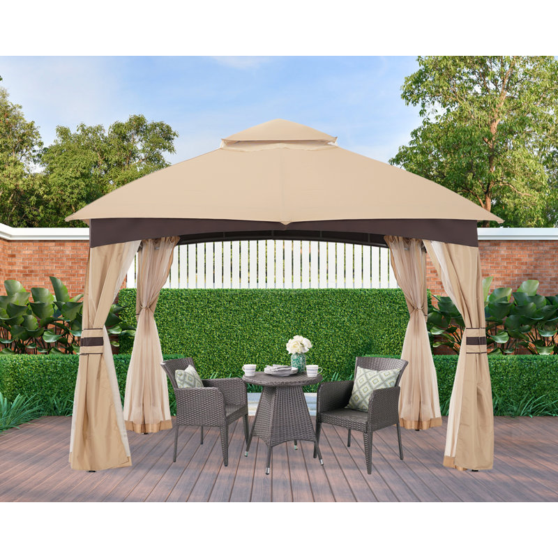 Steel Patio The Soft Roof Gazebos, Beige, 110" H x 131" W x 131" D