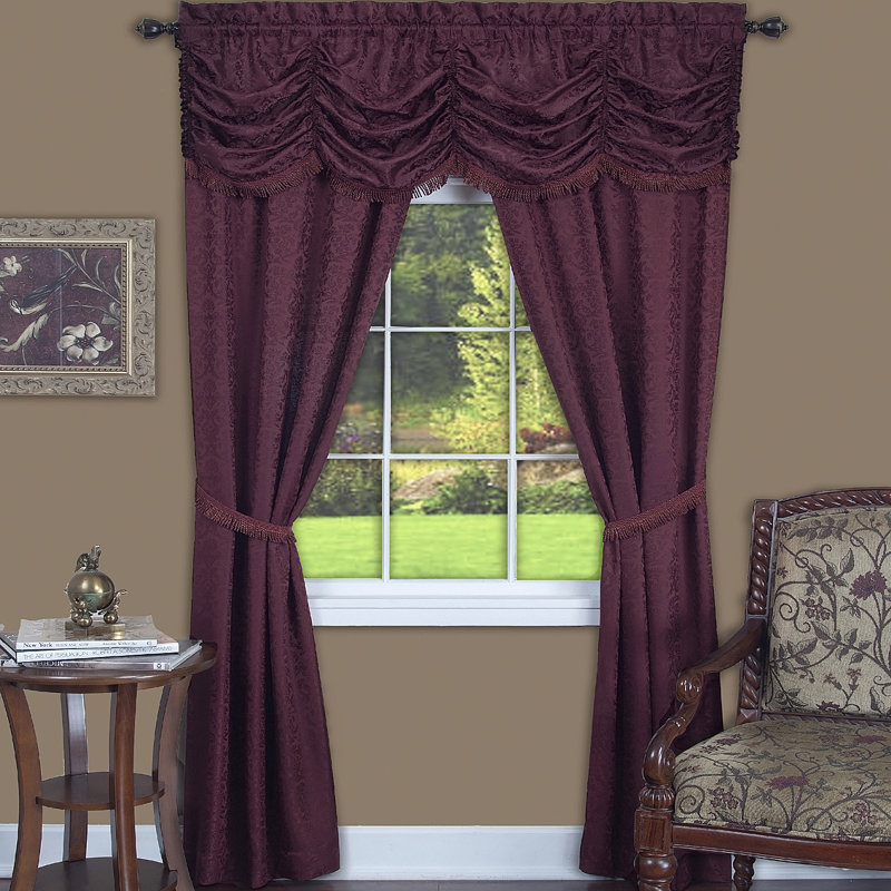 Dorchester Room Darkening Curtain Pair, 55" W x 84" L, Burgundy