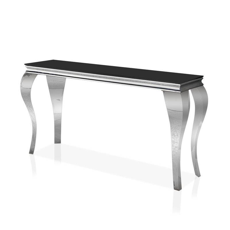 Mehseti 57.5'' Glass Top Console Table, Black