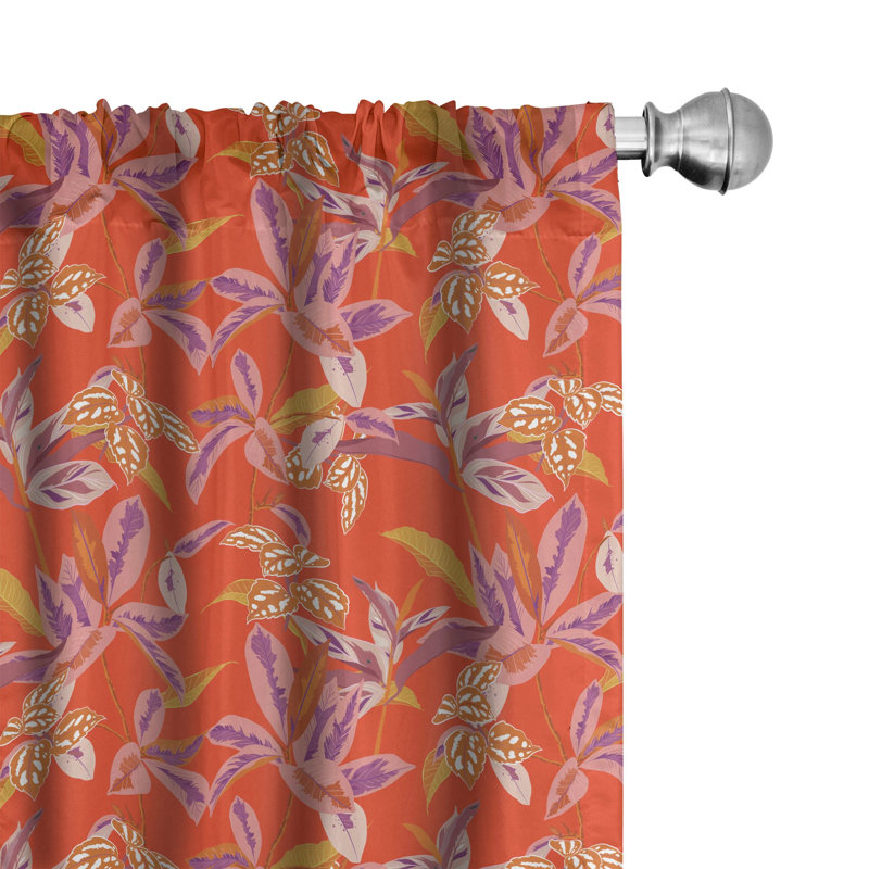 Floral Semi-Sheer Rod Pocket Curtain Panels, 28" x 63"