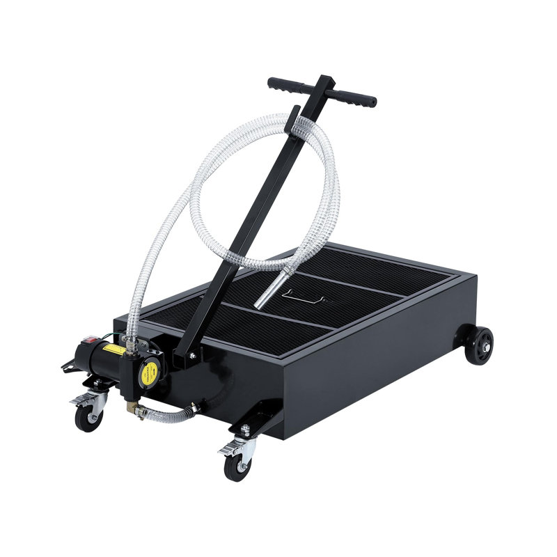 Heavy Duty Low Profile Electric Oil Drain Pan – 20 Gallon Capacity, 110V/12V Pump, 8 ft Hose, Folding T-Handle, Rolling Cart – Ideal for Cars, Trucks, SUVs, Buses, RVs